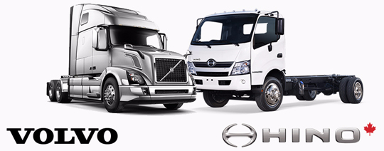 a volvo and hino truck
